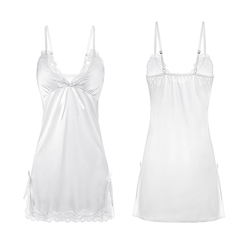 Simple and elegant wind can be worn outside the simulation silk home nightgown erotic lingerie pure desire sexy gully