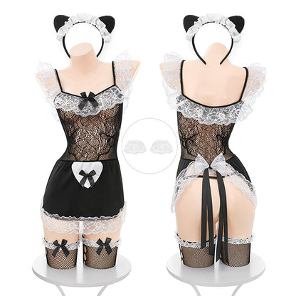 Sweetheart Maid Mesh Dress Open Uniform Set Erotic Lingerie Sexy Pure Lust Nude Butt Free